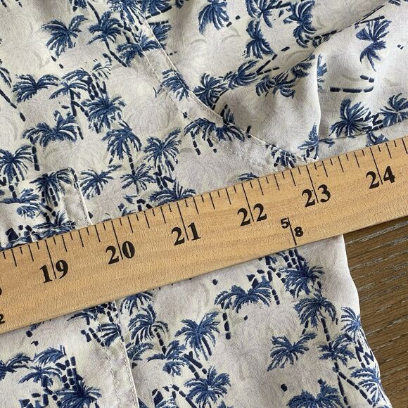 Silk Icon Button Up Shirt Mens Medium 100% Silk Tropical Palm Trees Lightweight - Picture 8 of 10